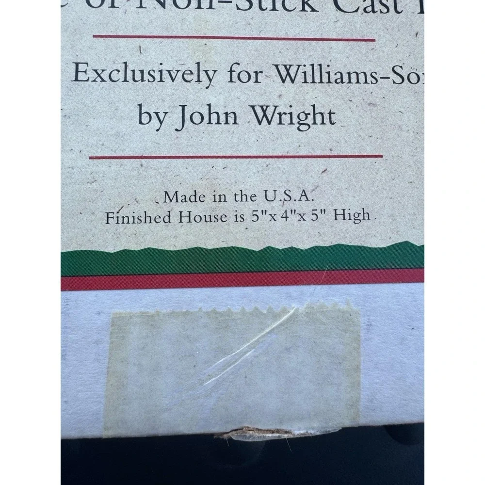 John Wright 1985 Double Sided Cast Iron Gingerbread House Baking Mold  NOS BOX